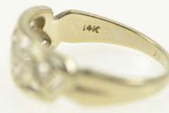 14K White Gold 0.25 Ctw 1940's Diamond Ornate Scroll Band Ring