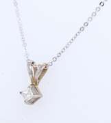 Lovely White Gold Princess Cut Diamond Pendant on Chain