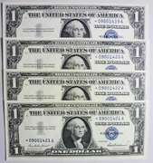 (4) Superb Crisp 1957 $1 Star Replacement Silver Certificates-Consecutive!