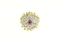 Platinum 3.75 Ctw Ruby Diamond Cluster Engagement Set Ring