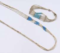 Vintage Sterling Silver Multi Strand Necklace with Matching Bracelet
