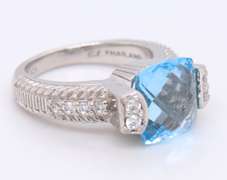 Judith Ripka Sterling Silver Dazzling Blue Topaz Ring