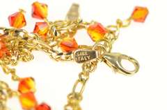 14K Yellow Gold Ornate Glass Beaded Fringe Dangle Charm Bracelet