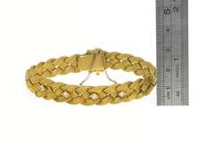 14K Yellow Gold 1950's Diamond Plait Braid Woven Chain Bracelet