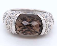 Judith Ripka Sterling Silver Smokey Topaz Ring
