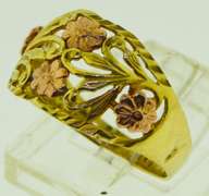 10KT Yellow Gold With Rose Gold Floral Ring