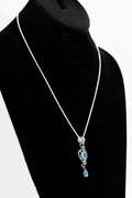 .925 Sterling Silver Pendant w/ Blue Topaz & Amethyst Gem Stones 50mm x 15mm