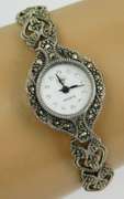 Sterling Silver Marcasite Watch, Runs