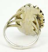 Ornate Sterling Navajo Turquoise Ring, Size 8.25