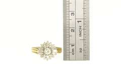 14K Yellow Gold 0.50 Ctw Diamond Baguette Halo Engagement Ring