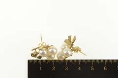 14K Yellow Gold Pearl Cluster Retro Geometric Statement Earrings