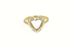 14K Yellow Gold Retro Diamond Heart Love Symbol Promise Ring