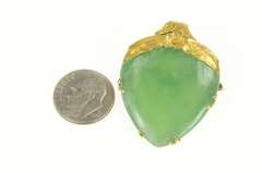 22K Yellow Gold Victorian Floral Jade Heart Planchette Pin/Brooch