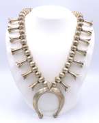 Vintage 9258 Sterling Silver Heavy Squash Blossom Necklace