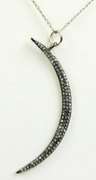 Sterling Pave Diamond Crescent Moon Necklace