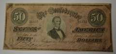 February 17th 1864 Confederate $50 CS-66, Circulated.