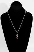 .925 Sterling Silver Pendant w/ Garnet Gem Stones 42mm x 12mm
