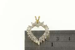 14K Yellow Gold 0.75 Ctw Diamond Classic Cluster Heart Love Pendant