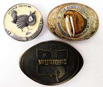 3 Vintage State Belt Buckles