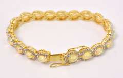 Darling 17.00CTW Ethiopian Opal W/ Fire & 4.00CTW Diamond Bracelet in Gold Plated Sterling Silver