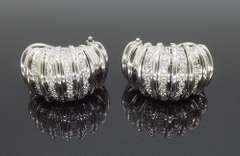18K White Gold Diamond Omega Back Earrings