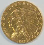 Very pretty BU 1909 US $2.50 Indian Gold Piece. Better date
