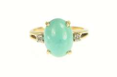 14K Yellow Gold Oval Turquoise Diamond Accent Statement Ring