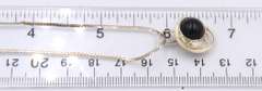 Vintage 925 Sterling Silver Half Moon Gemstone Pendant on Chain