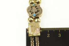 14K Yellow Gold Victorian Ornate Turquoise Pearl Slide Charm Bracelet