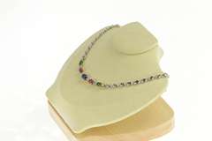 18K White Gold 11.65 Ctw Sapphire Ruby Diamond Emerald Necklace