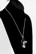 .925 Sterling Silver Pendant w/ Black Onyx & Moon Gem Stones 63mm x 32mm