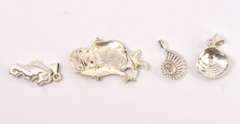 Sea Theme Lot of Sterling Silver Pendants & Slide