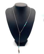 Feather and Turquoise Beaded Drop Necklace