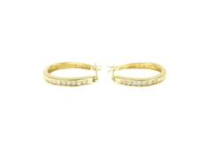 14K Yellow Gold 0.50 Ctw Diamond Classic Statement Hoop Earrings