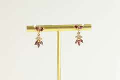 14K Yellow Gold Marquise Ruby Dangle Diamond Accent Earrings
