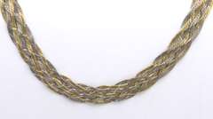 Set of Vintage Italian 925 Sterling Silver Braided Necklace with Matching Bracelet