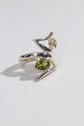 .925 Sterling Silver Ring w/ Peridot Natural Gem Stones Size 7