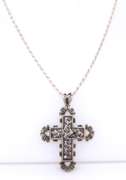 Vintage 925 Sterling Silver Cross Pendant on Rope Chain