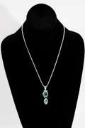 .925 Sterling Silver Pendant w/ Natural Blue Topaz Gem Stones 46mm x 14 mm
