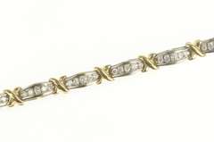 10K White Gold 1.75 Ctw Two Tone Diamond X Tennis Bracelet