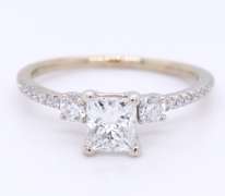 Majestic White Gold approximate 0.72ct Princess Cut Diamond Bridal Set
