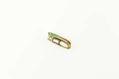 14K Yellow Gold Oval Emerald Diamond Grooved Statement Pendant