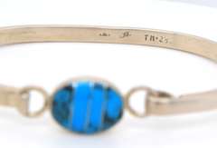 Vintage Taxco Mexican Sterling Silver Inlay Turquois Bracelet