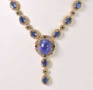 Captivating 32.00CTW Kyanite & 6.00CTW Diamond Necklace in Gold Plated Sterling Silver
