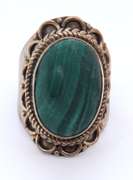 Vintage 925 Sterling Silver Malachite Ring
