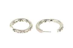 14K White Gold 1.34 Ctw Pave Diamond Inside Outside Hoop Earrings