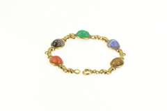 Gold Filled Carved Stone Ancient Egyptian Scarab Chain Bracelet