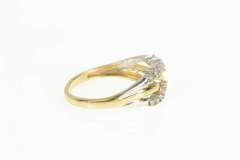 14K Yellow Gold Diamond Wave Ribbon Design Vintage Ring