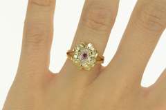 14K Yellow Gold 1.05 Ctw Ruby Diamond Halo Engagement Ring