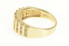 14K Yellow Gold Cubic Zirconia Row Channel Statement Band Ring